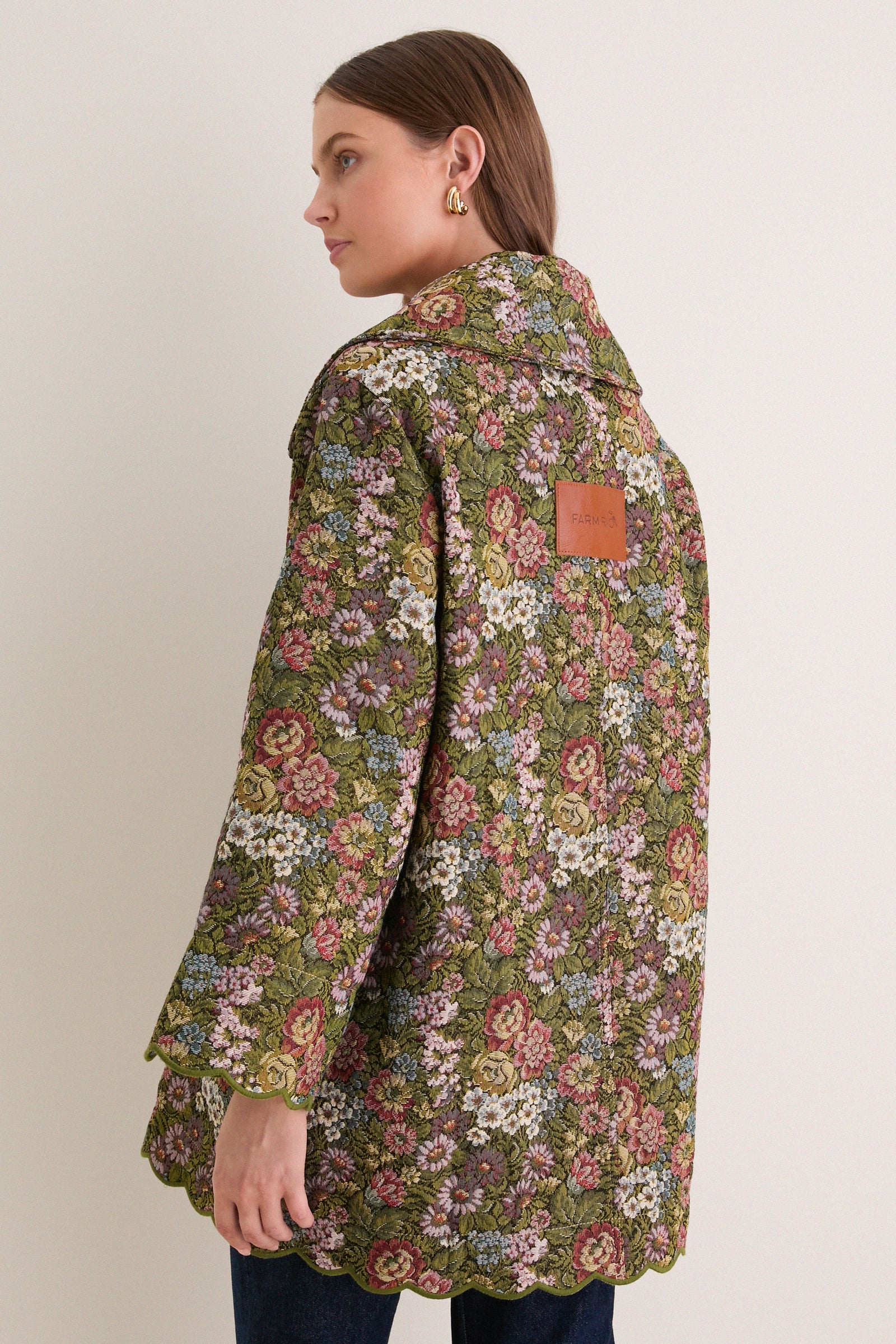 Green Flower Jacquard Trenchcoat