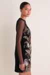 Black Full Bird Long Sleeve Mini Dress