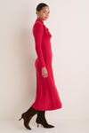 Red Long Sleeve Flower Maxi Dress