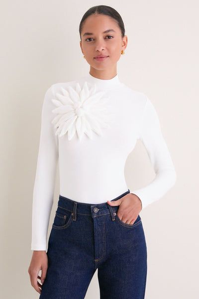 Off-White Long Sleeve Flower Top | Farm Rio