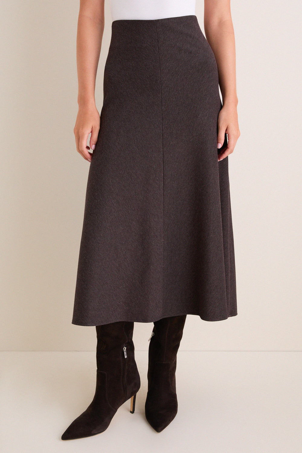 Marron Boushra Midi Skirt