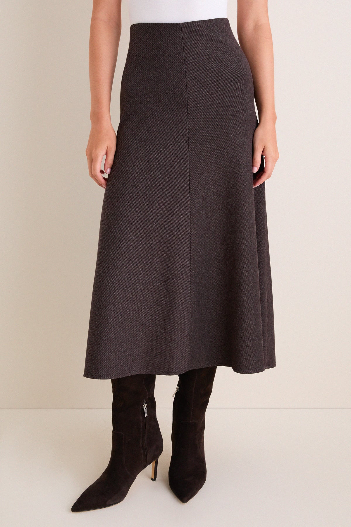 Marron Boushra Midi Skirt