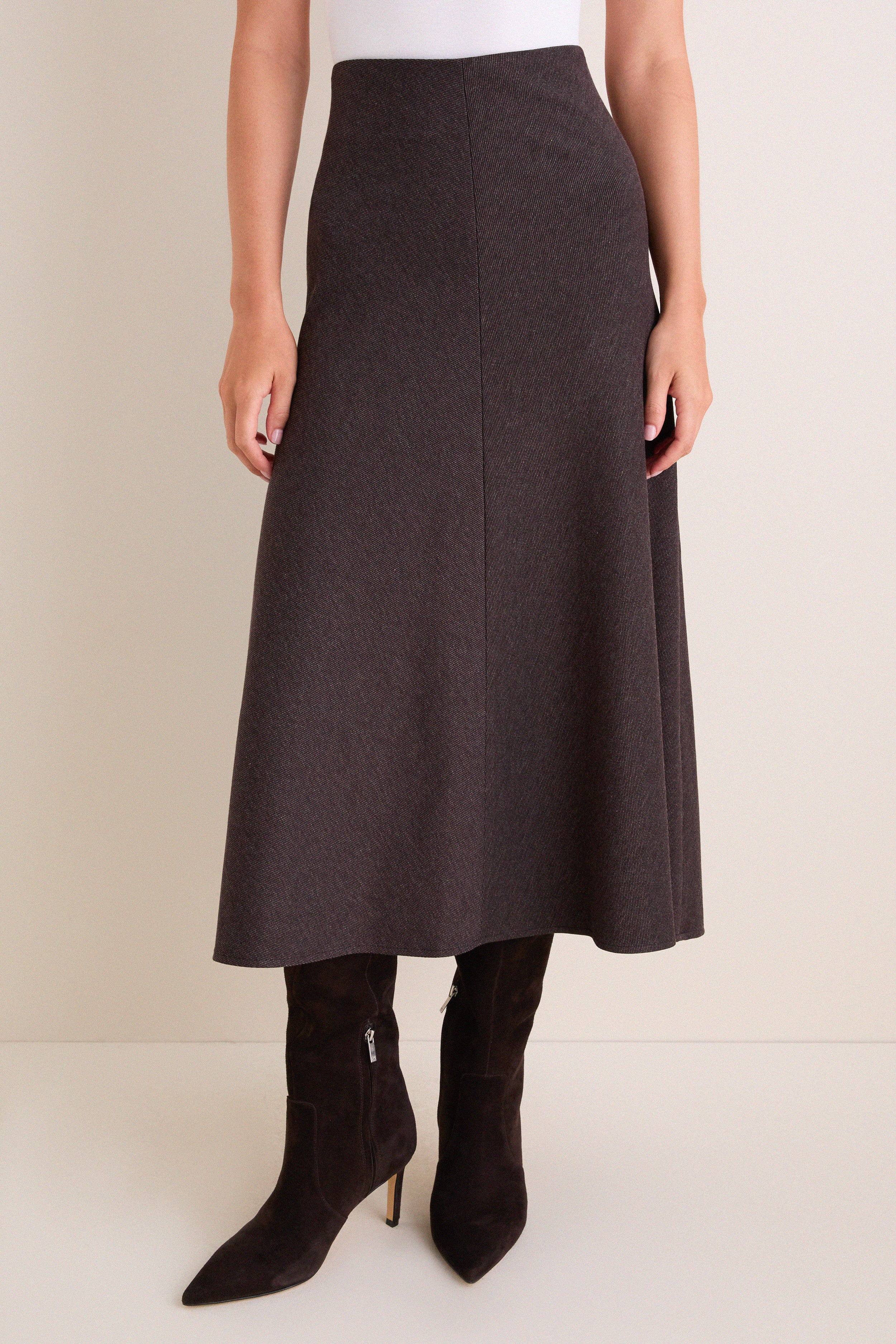 Marron Boushra Midi Skirt