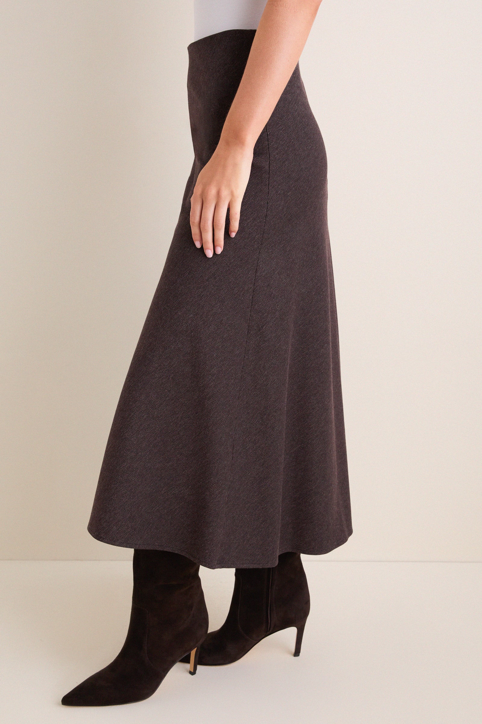 Marron Boushra Midi Skirt