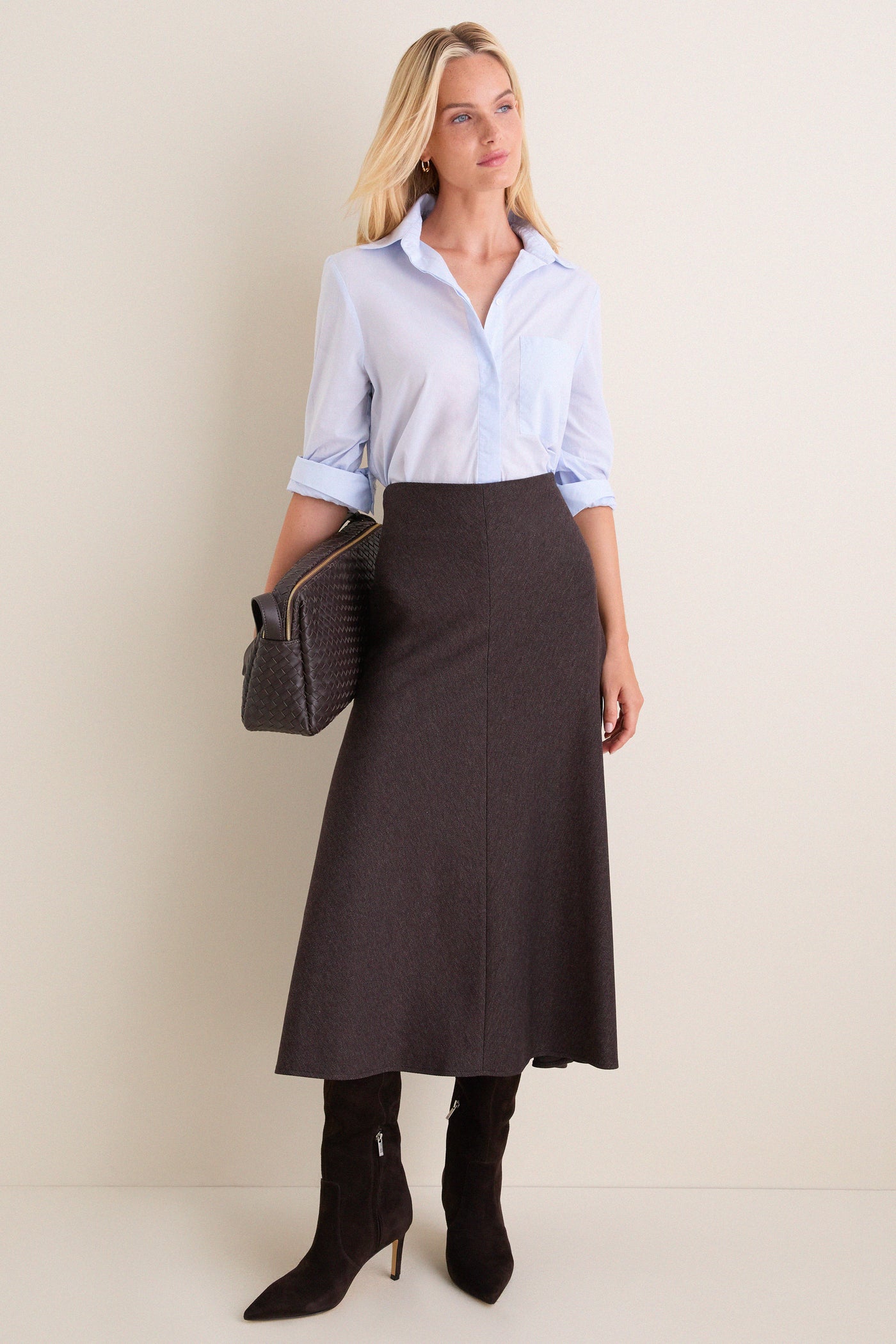 Marron Boushra Midi Skirt