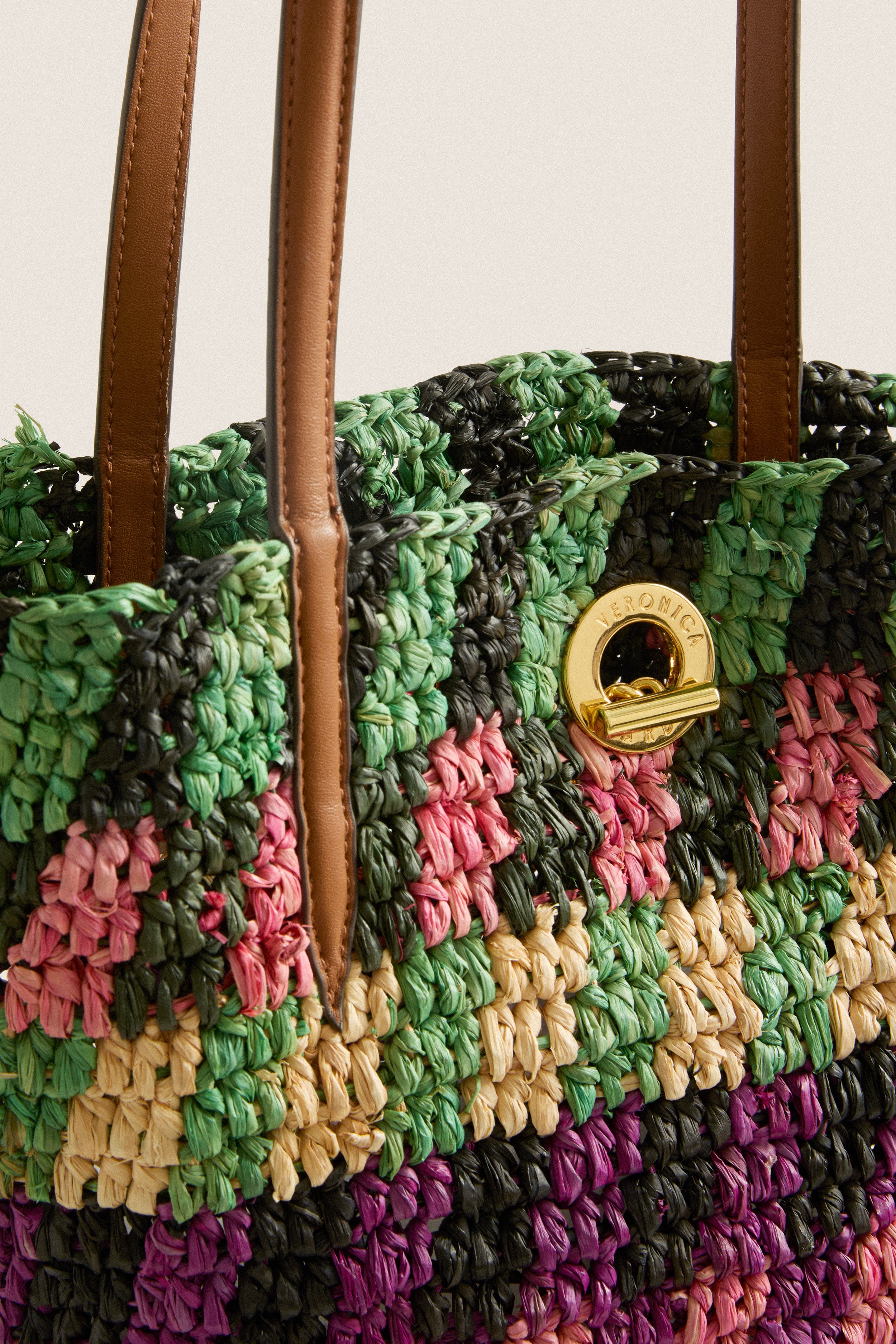 Berry Multi Striped Raffia Veronica Beard Tote | Veronica Beard
