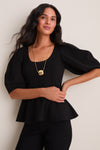 Black Bebe Ponte Peplum Top