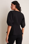 Black Bebe Ponte Peplum Top