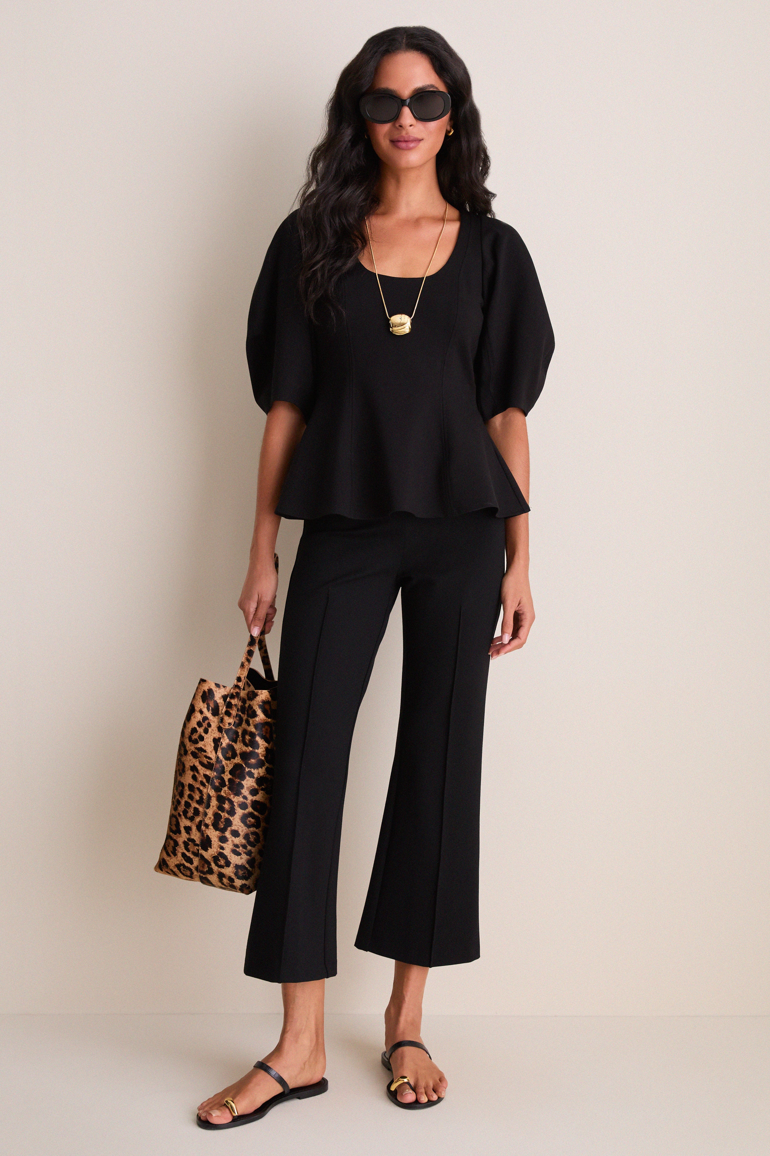Black Bebe Ponte Peplum Top | Apiece Apart