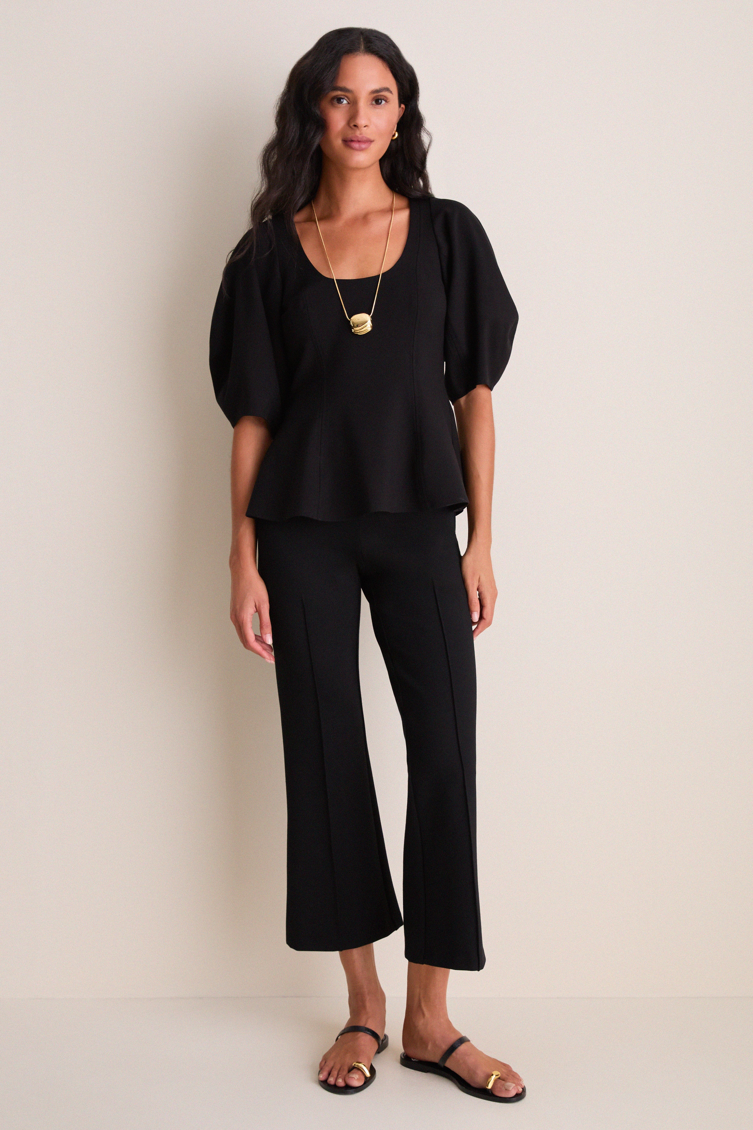 Black Bebe Ponte Peplum Top | Apiece Apart