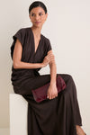 Black Coffee Monde Drape Bias Maxi Dress