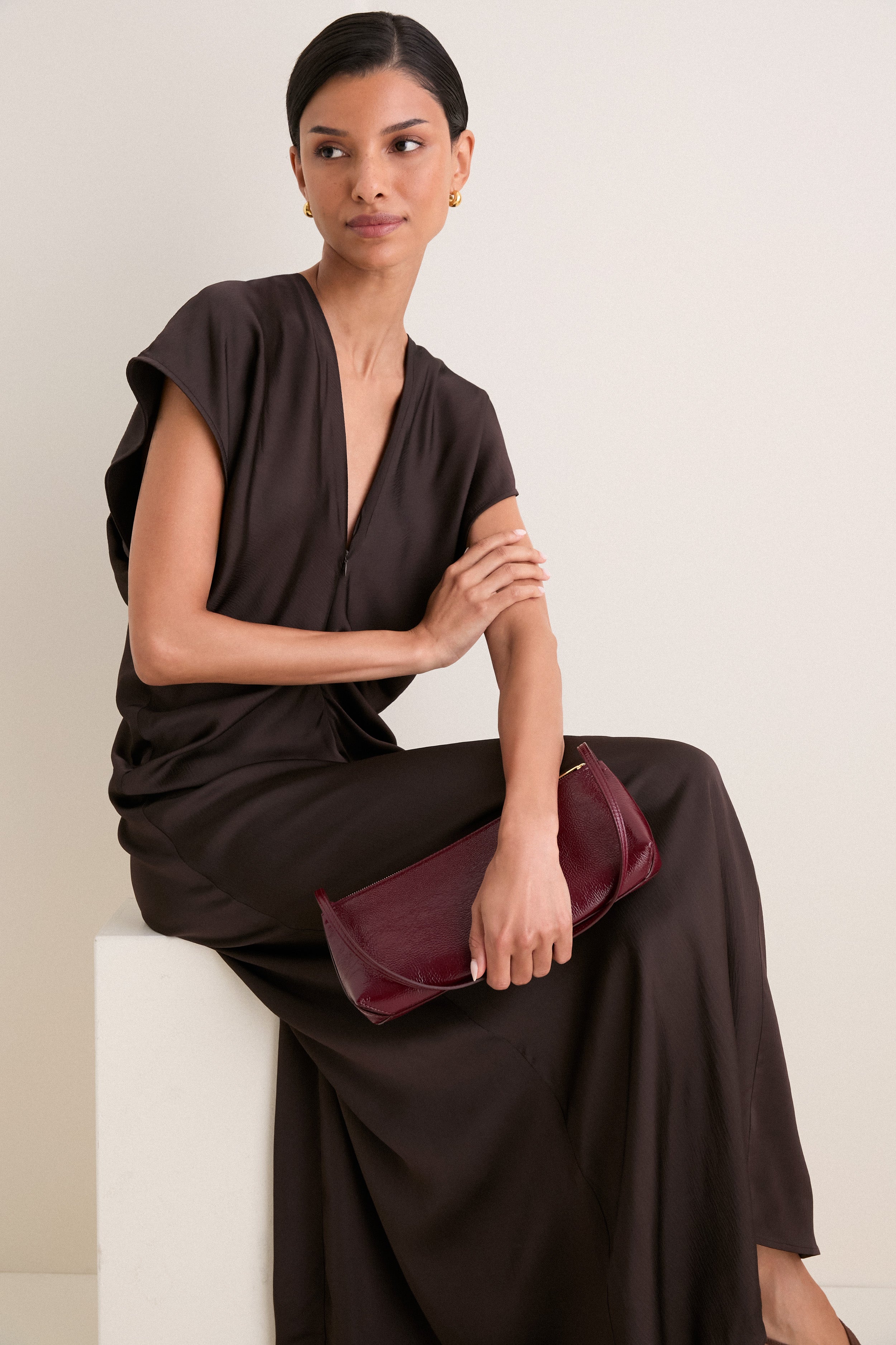 Black Coffee Monde Drape Bias Maxi Dress