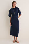 Navy Luna Cinched Maxi Dress