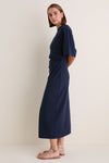 Navy Luna Cinched Maxi Dress