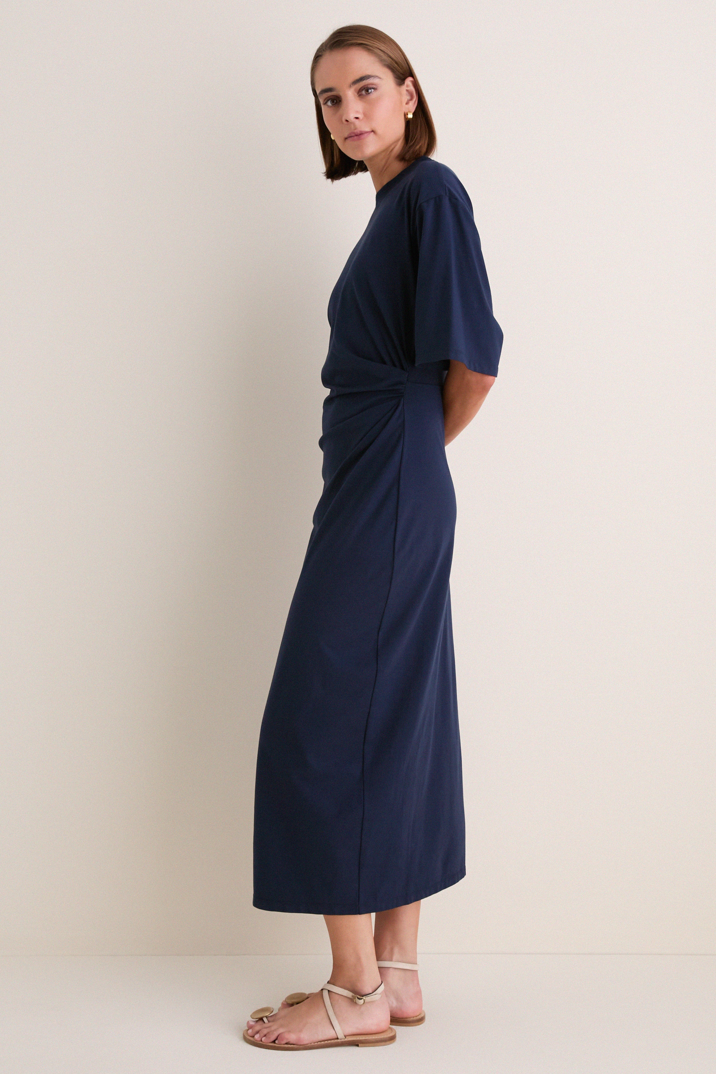 Navy Luna Cinched Maxi Dress