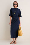 Navy Luna Cinched Maxi Dress