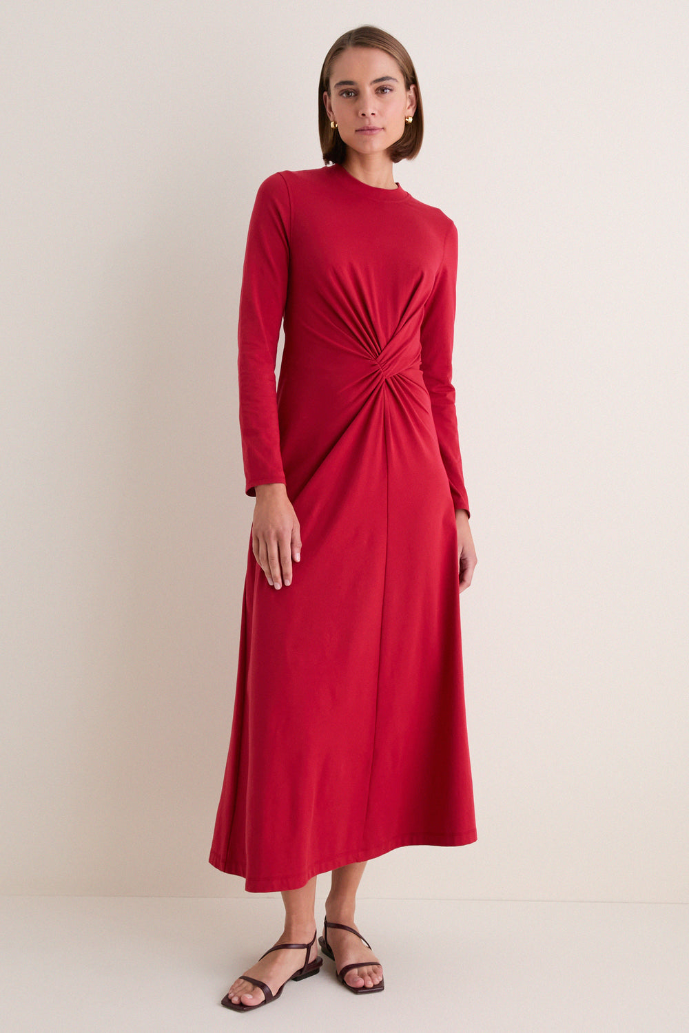 Riding Red Long Sleeve Volta Dress