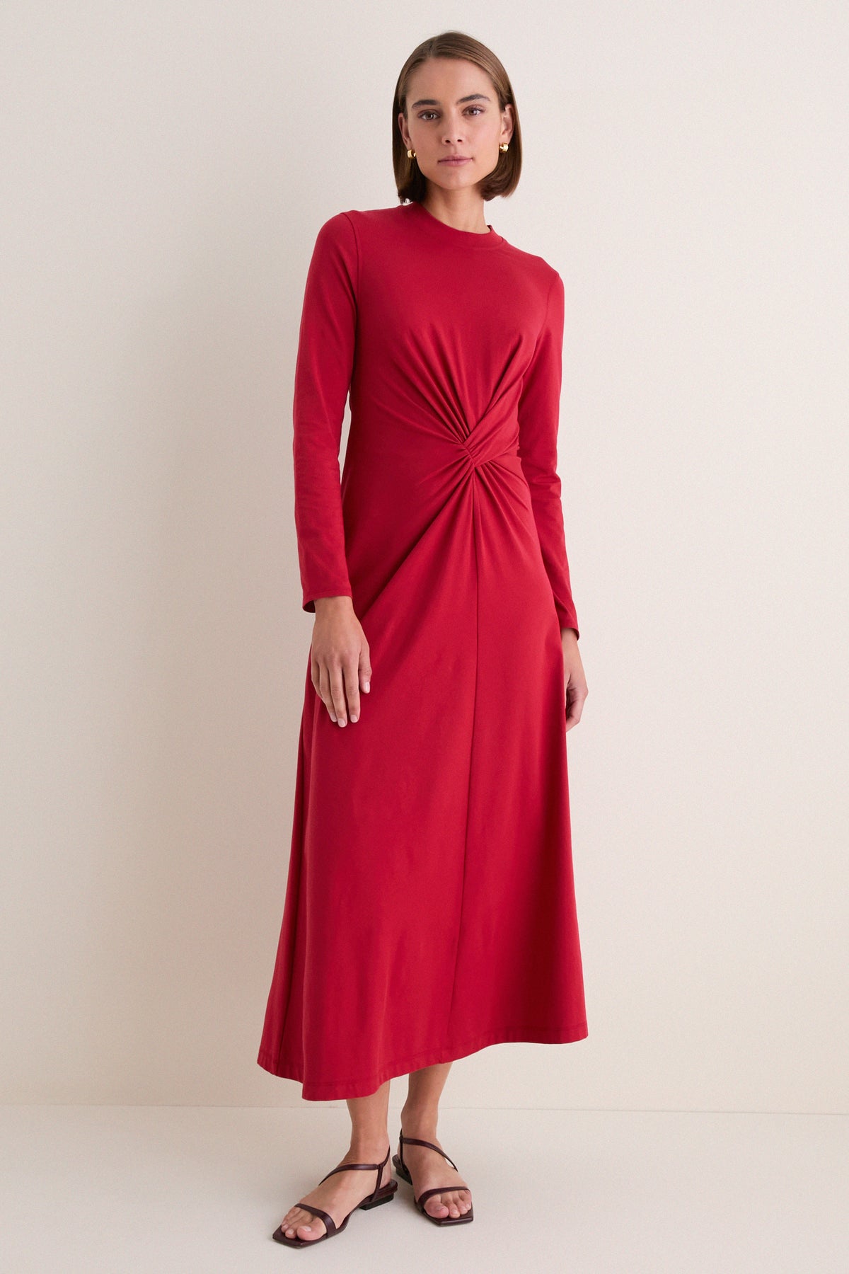 Riding Red Long Sleeve Volta Dress