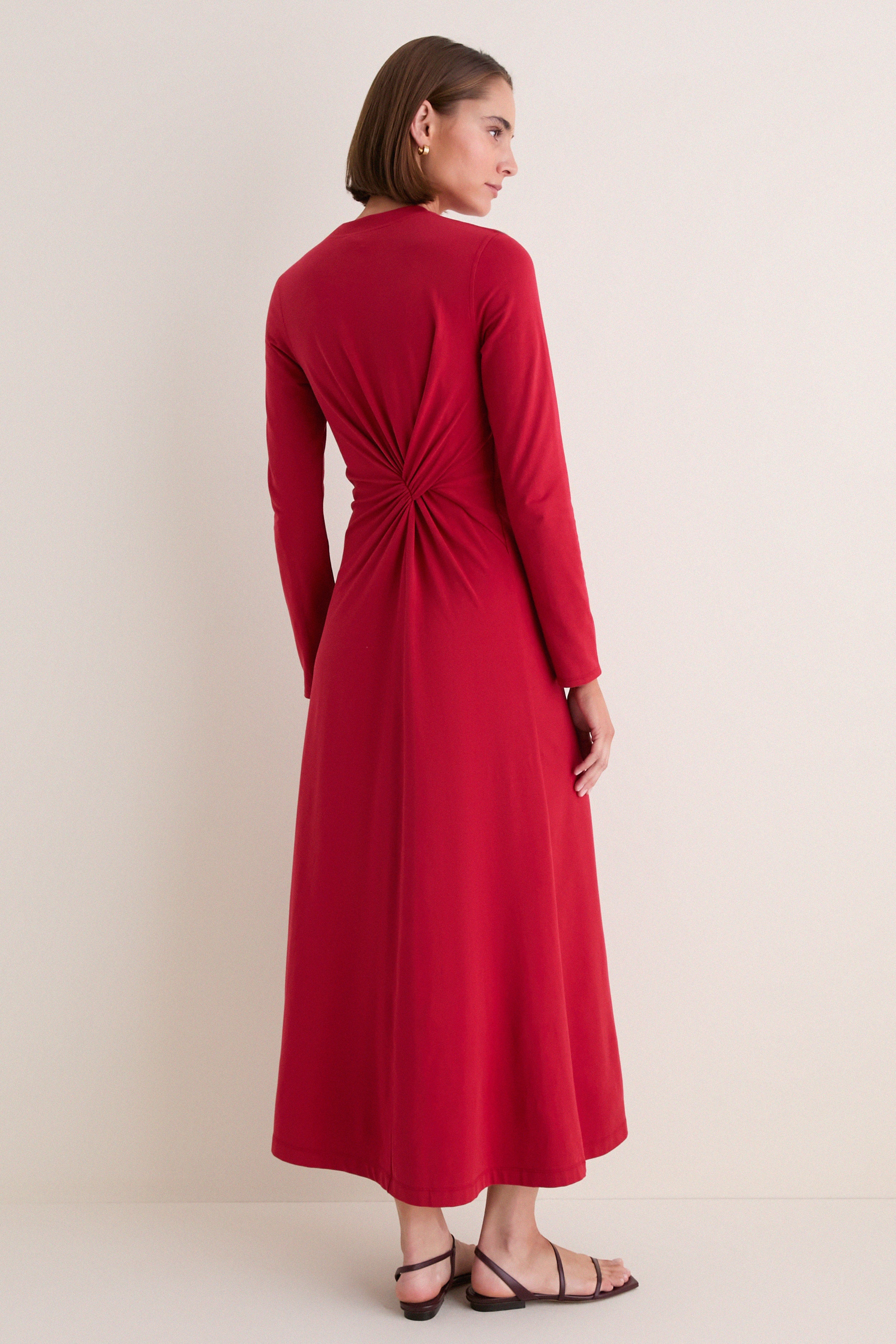 Riding Red Long Sleeve Volta Dress