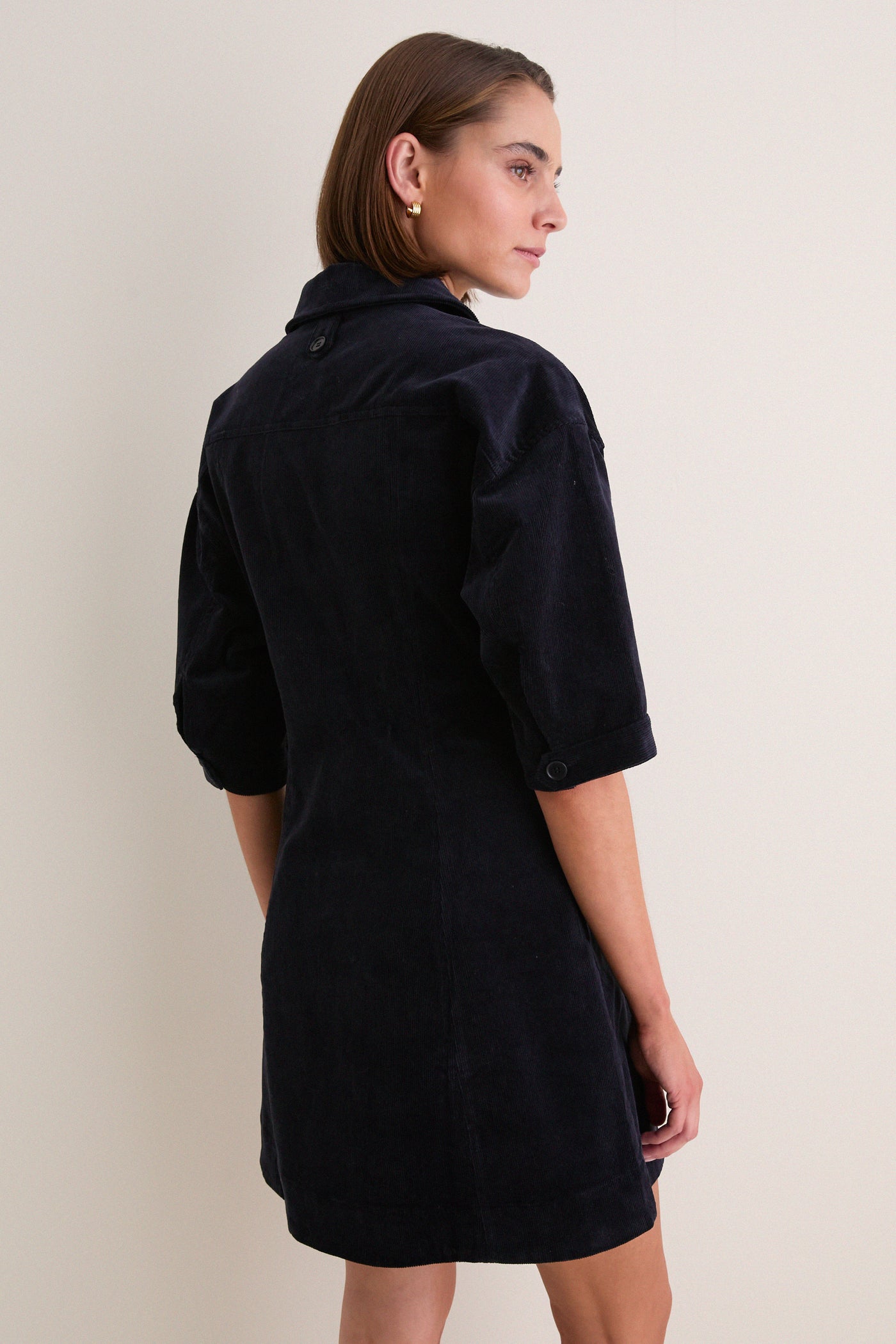 Navy Corduroy Luz Mini Dress