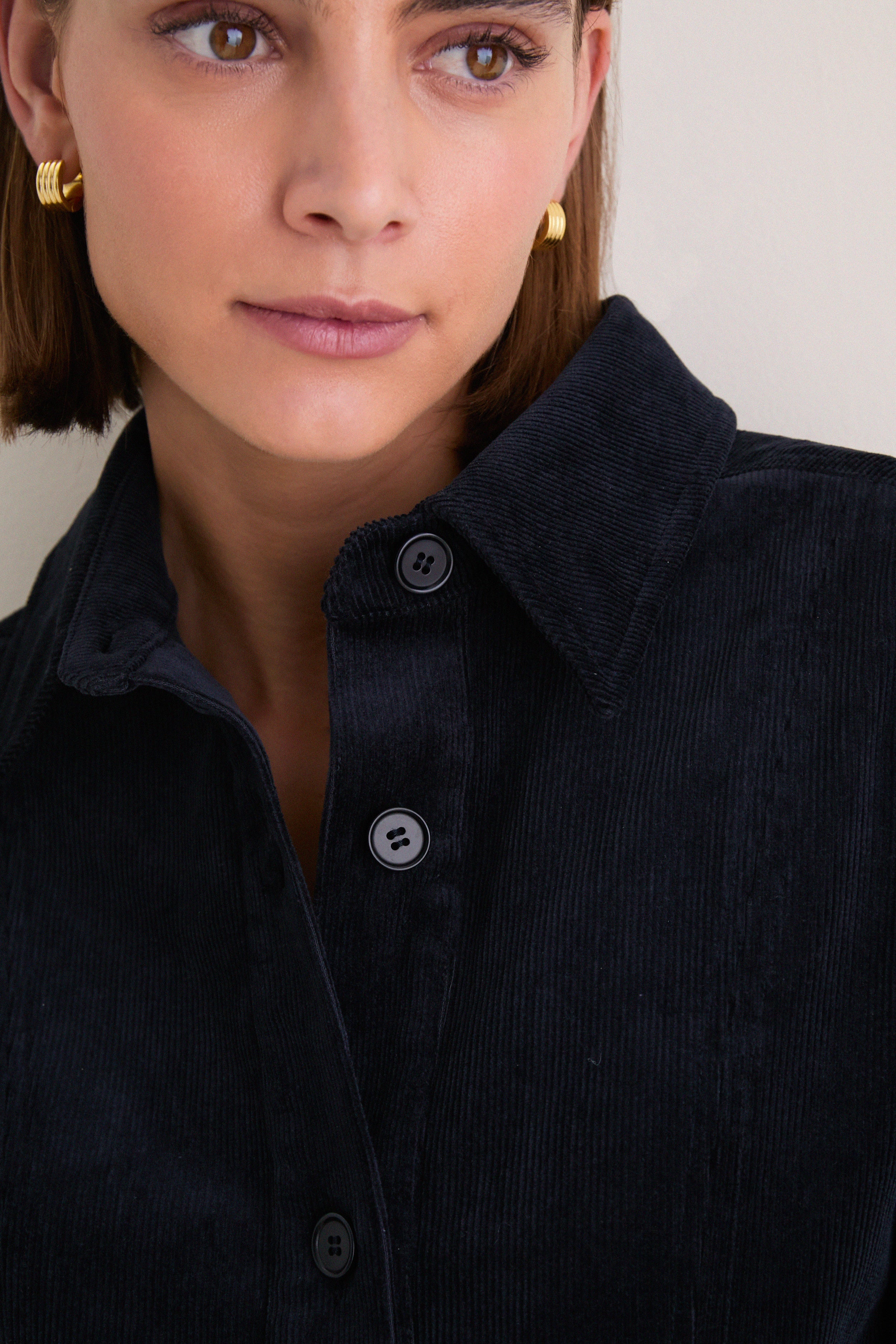 Navy Corduroy Luz Mini Dress
