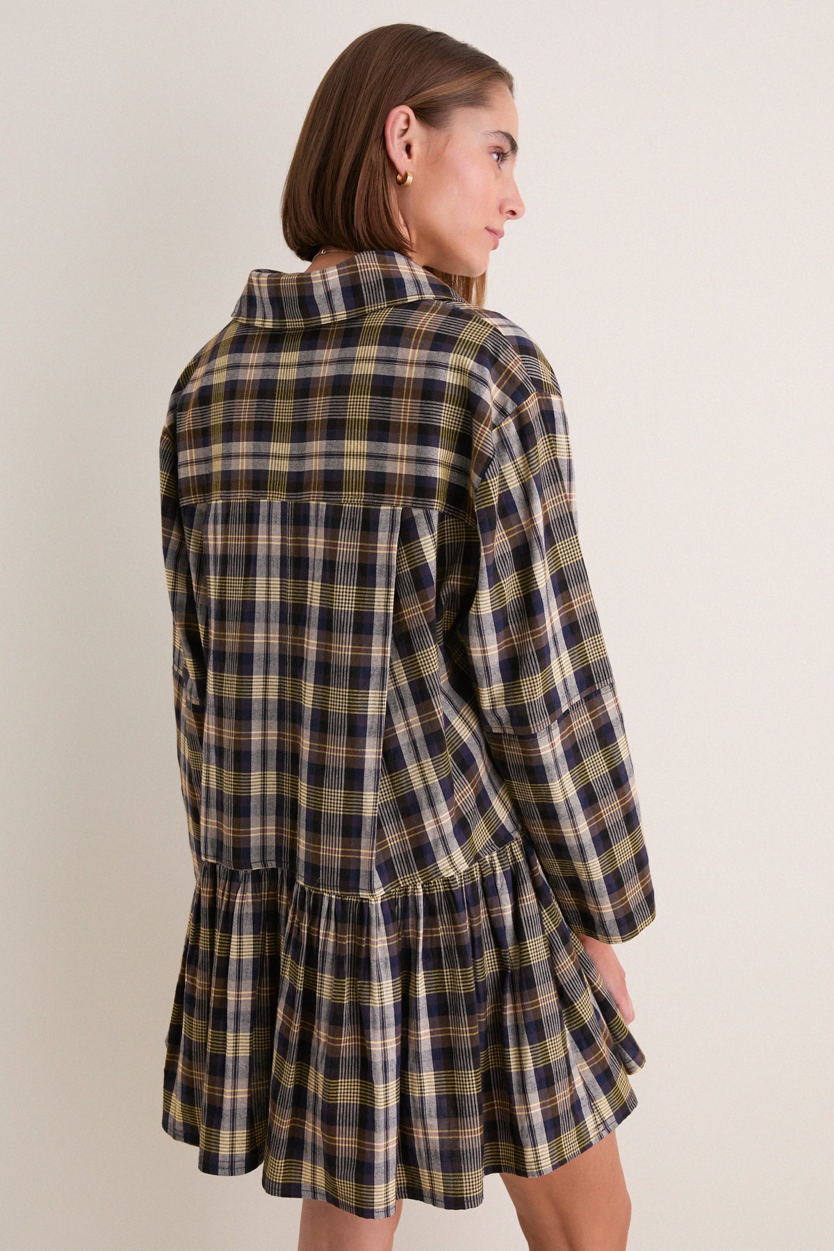 Basket Weave Plaid Romana Mini Dress