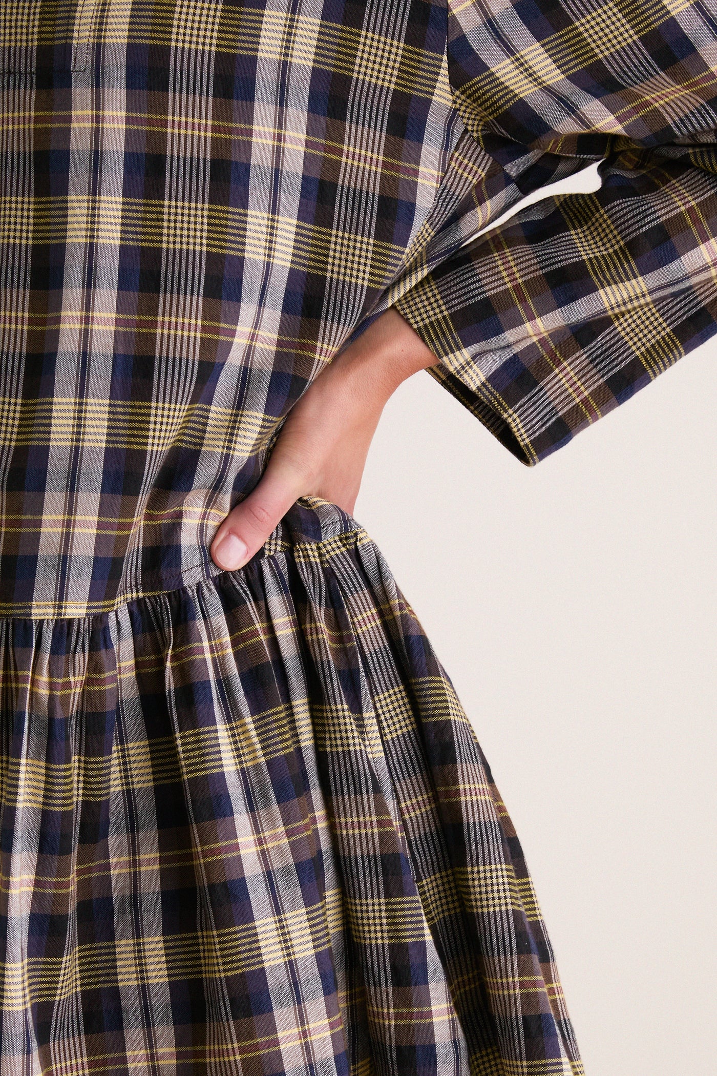 Basket Weave Plaid Romana Mini Dress