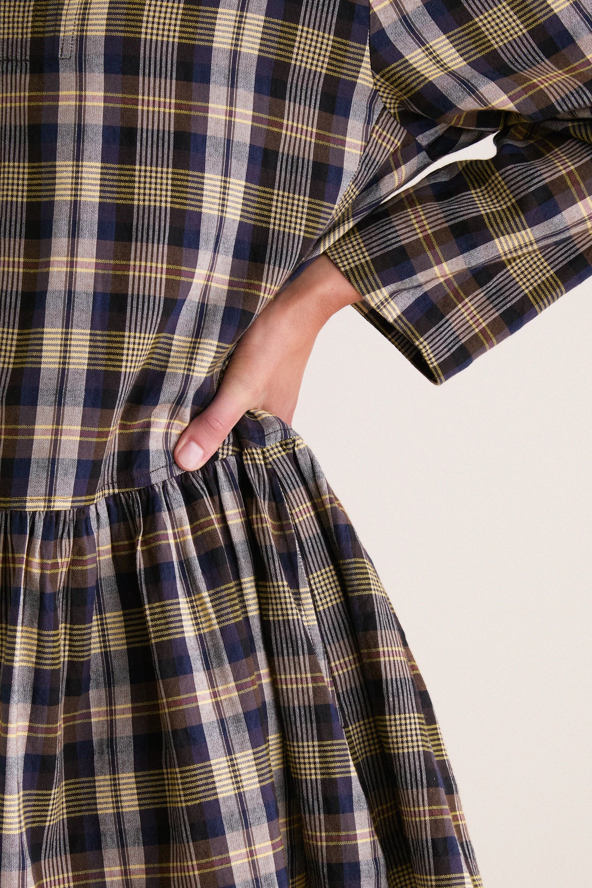 Basket Weave Plaid Romana Mini Dress