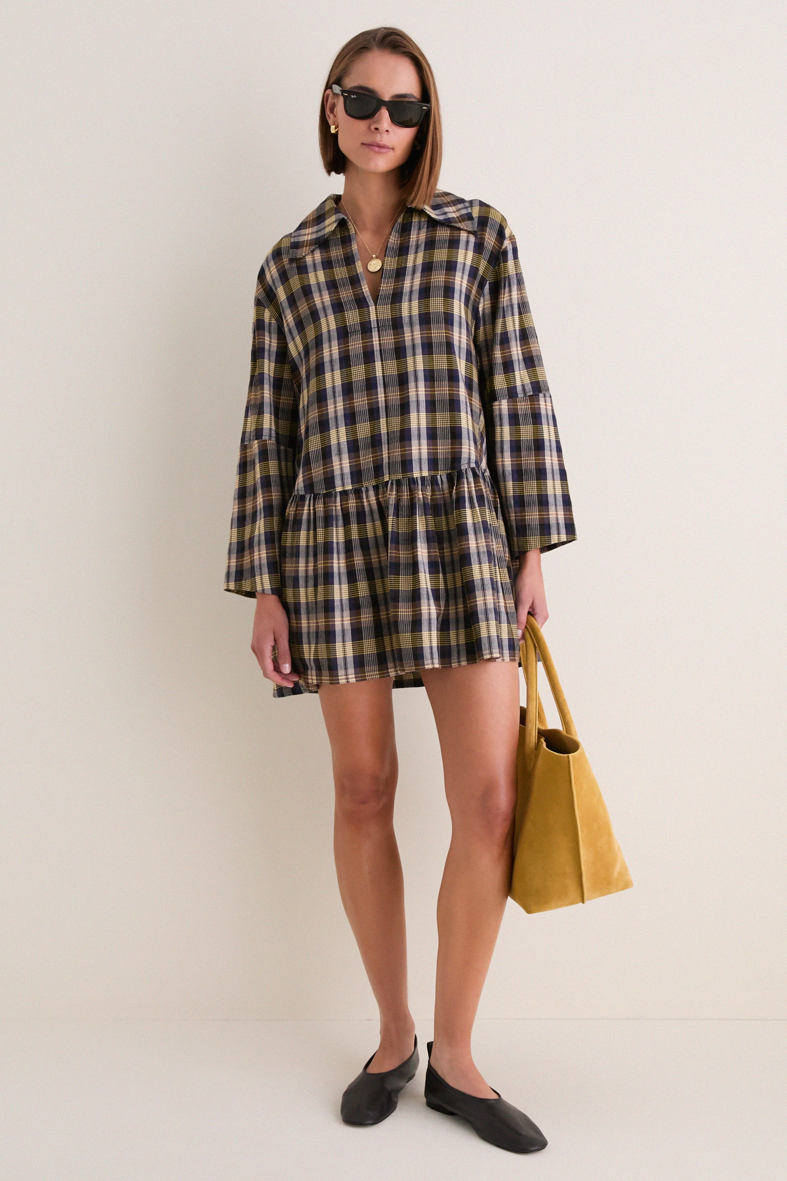 Basket Weave Plaid Romana Mini Dress | Apiece Apart | Tuckernuck