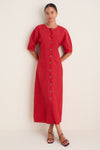 Riding Red Noor Button Front Maxi Dress