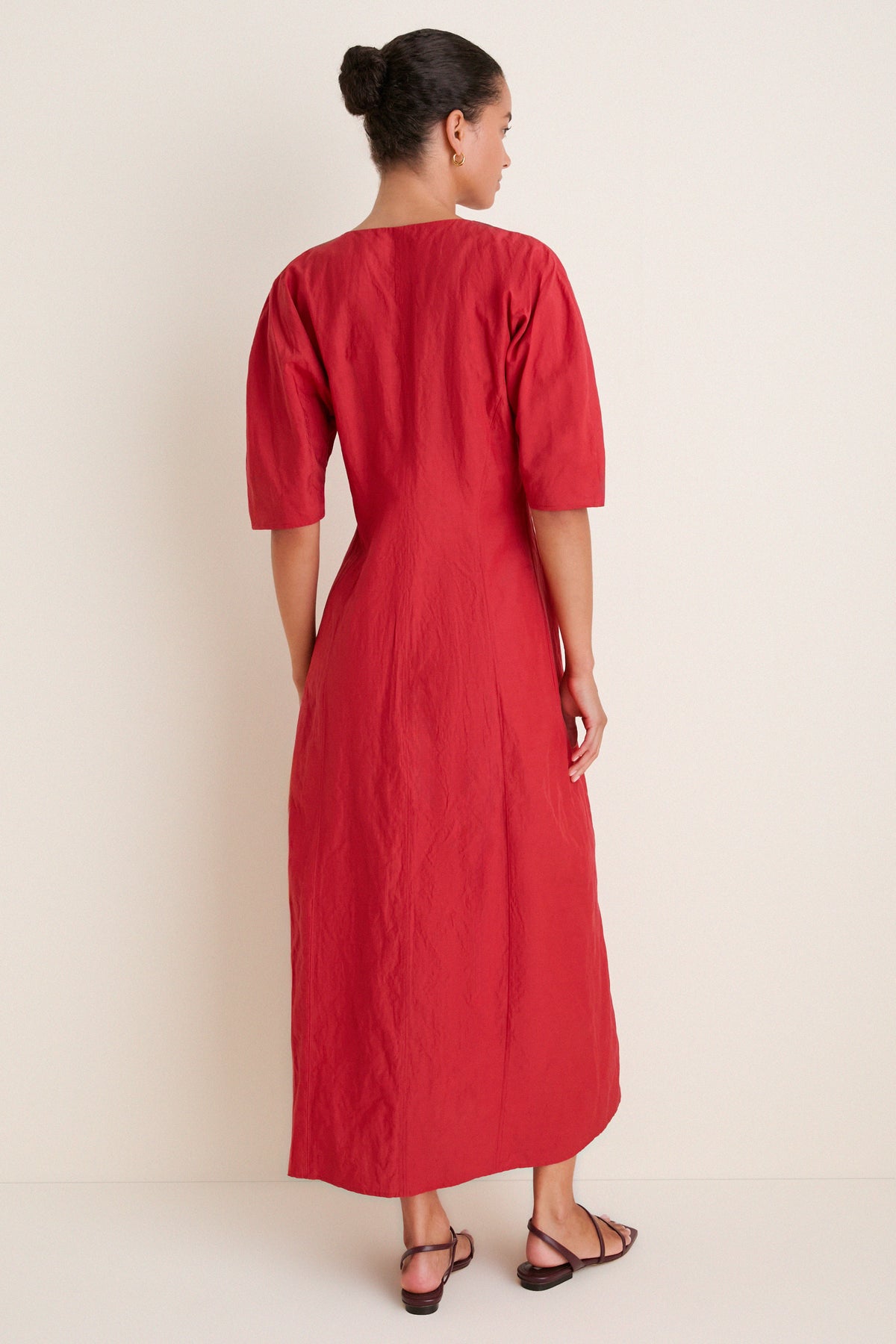 Riding Red Noor Button Front Maxi Dress