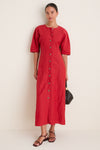 Riding Red Noor Button Front Maxi Dress