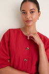 Riding Red Noor Button Front Maxi Dress