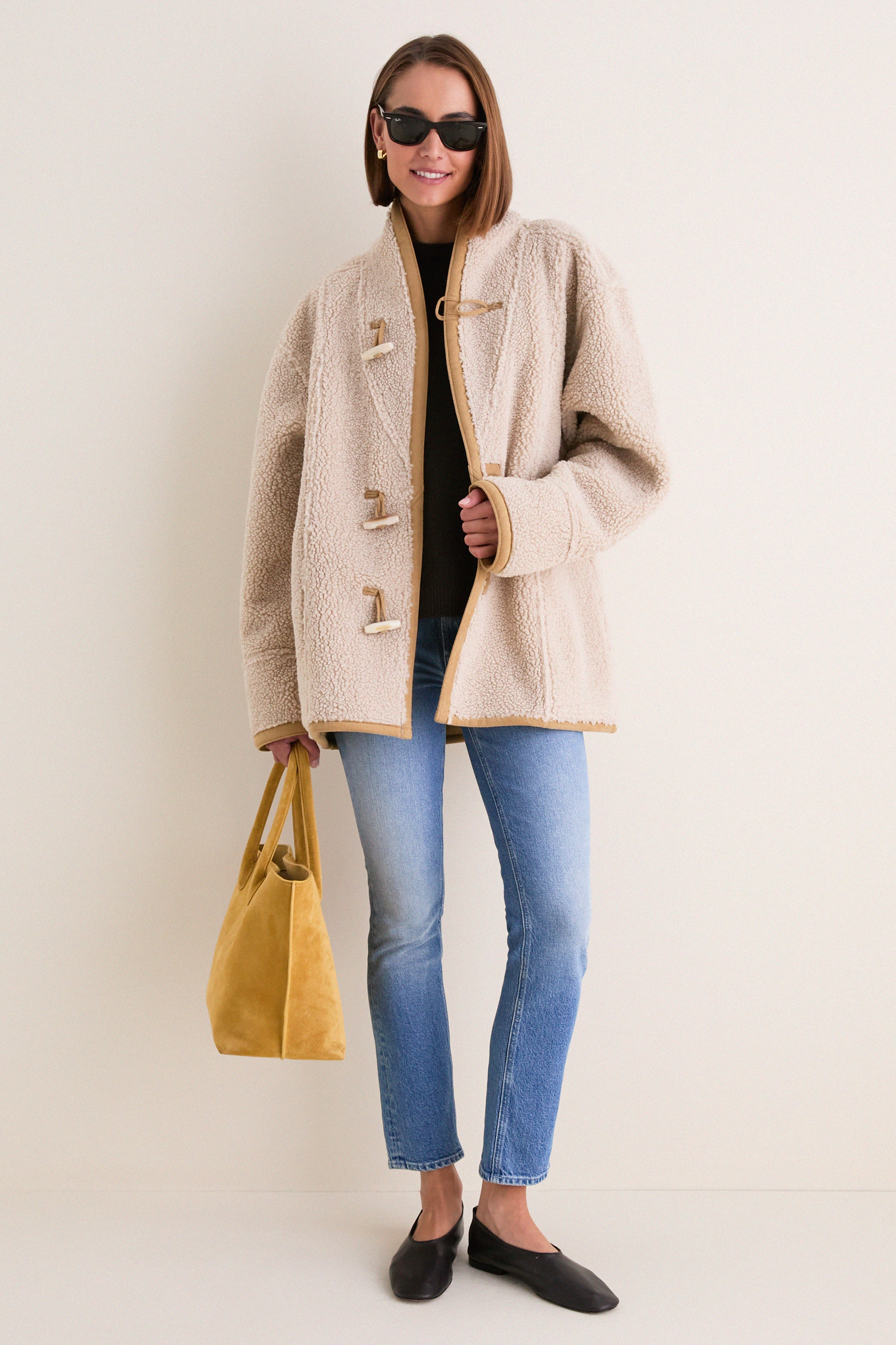 Tan Aspen Reversible Shearling Toggle Coat | Apiece Apart