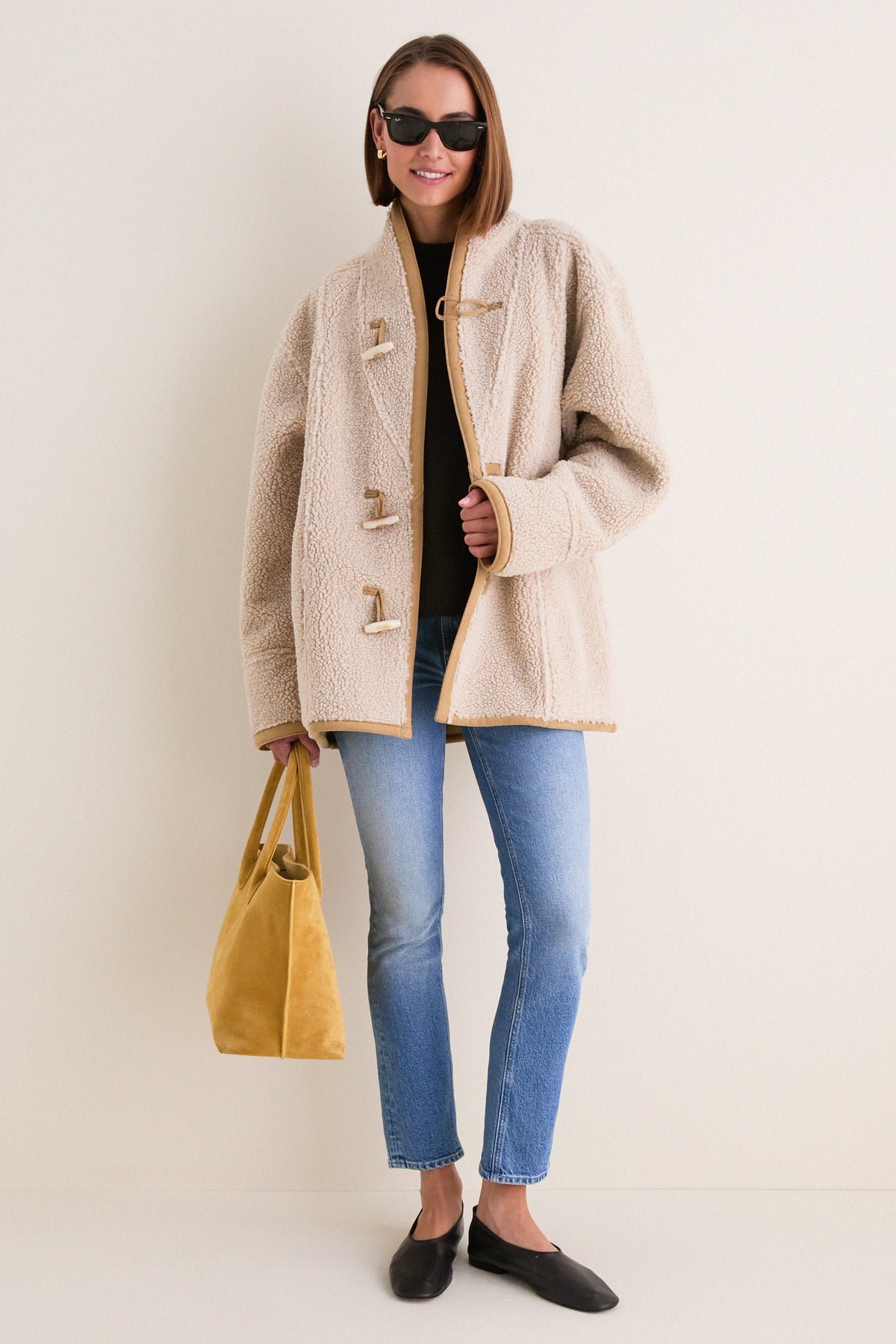 Tan Aspen Reversible Shearling Toggle Coat