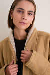 Tan Aspen Reversible Shearling Toggle Coat