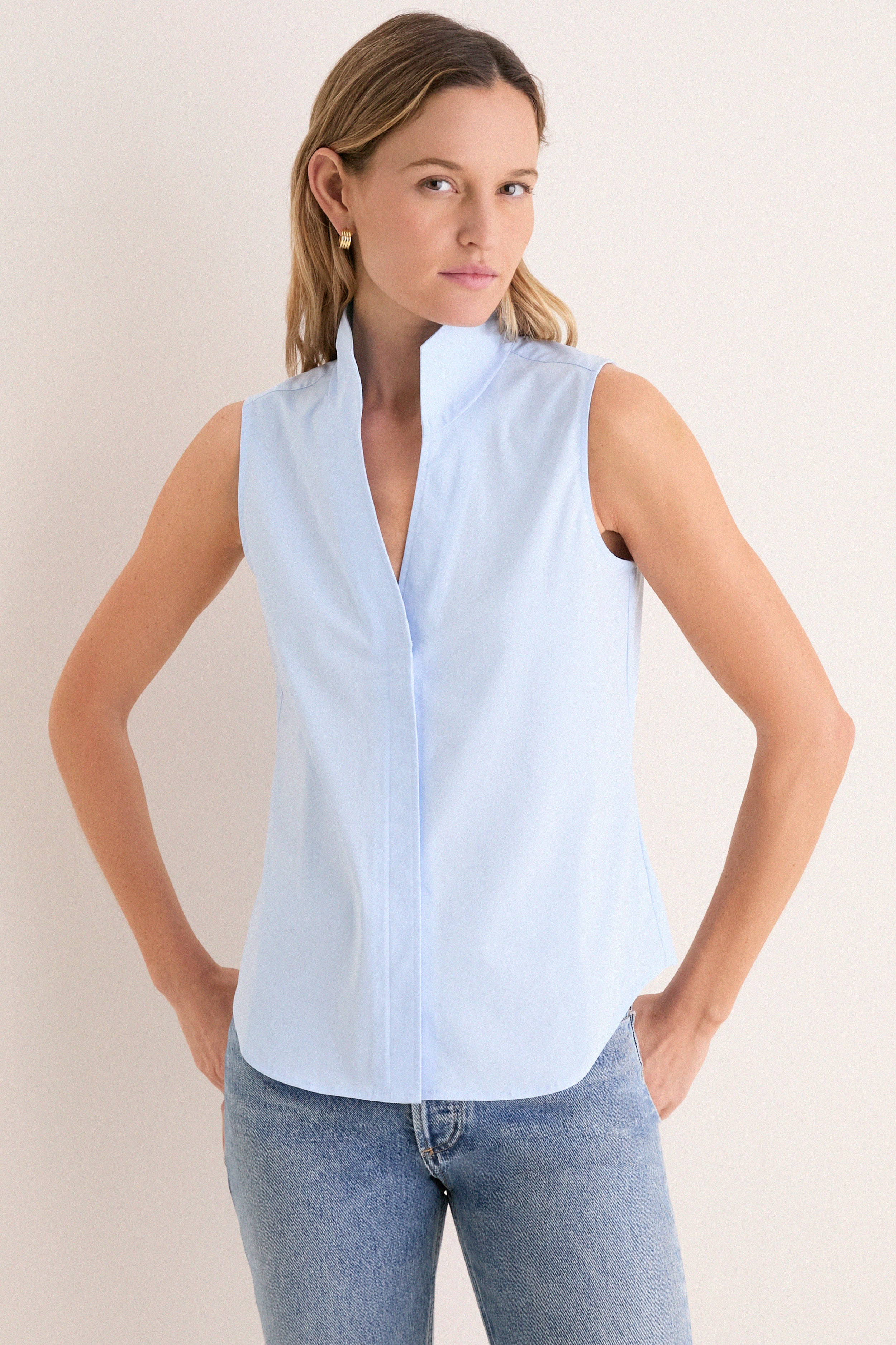 Tuckernuck French Blue Sleeveless Bessette Button Down French Blue / XXXL Tuckernuck French Blue Sleeveless Bessette Button Down French Blue / XXXL