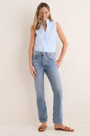 French Blue Sleeveless Bessette Button Down