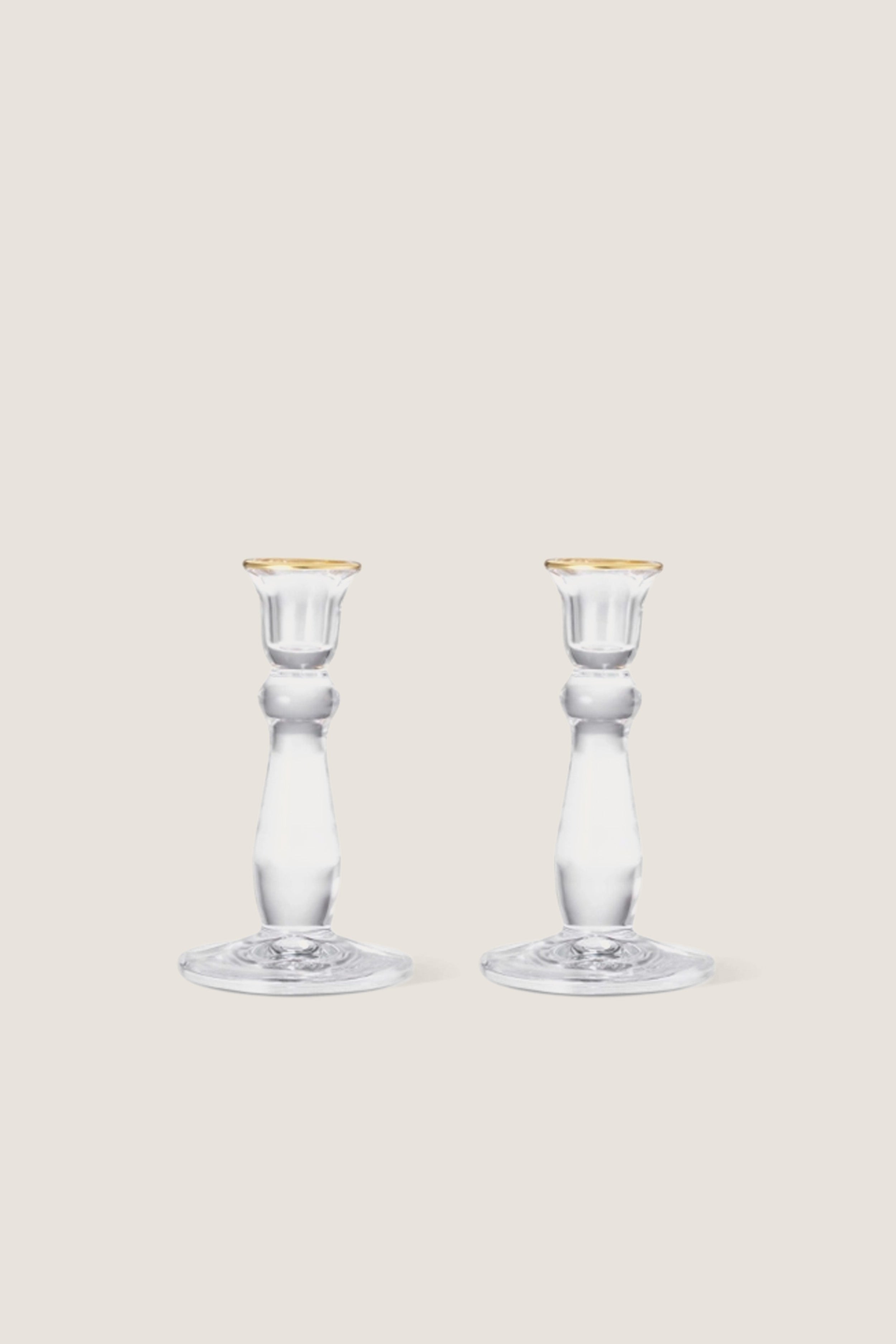 Gold Rim Sancia Tall Taper Candleholders