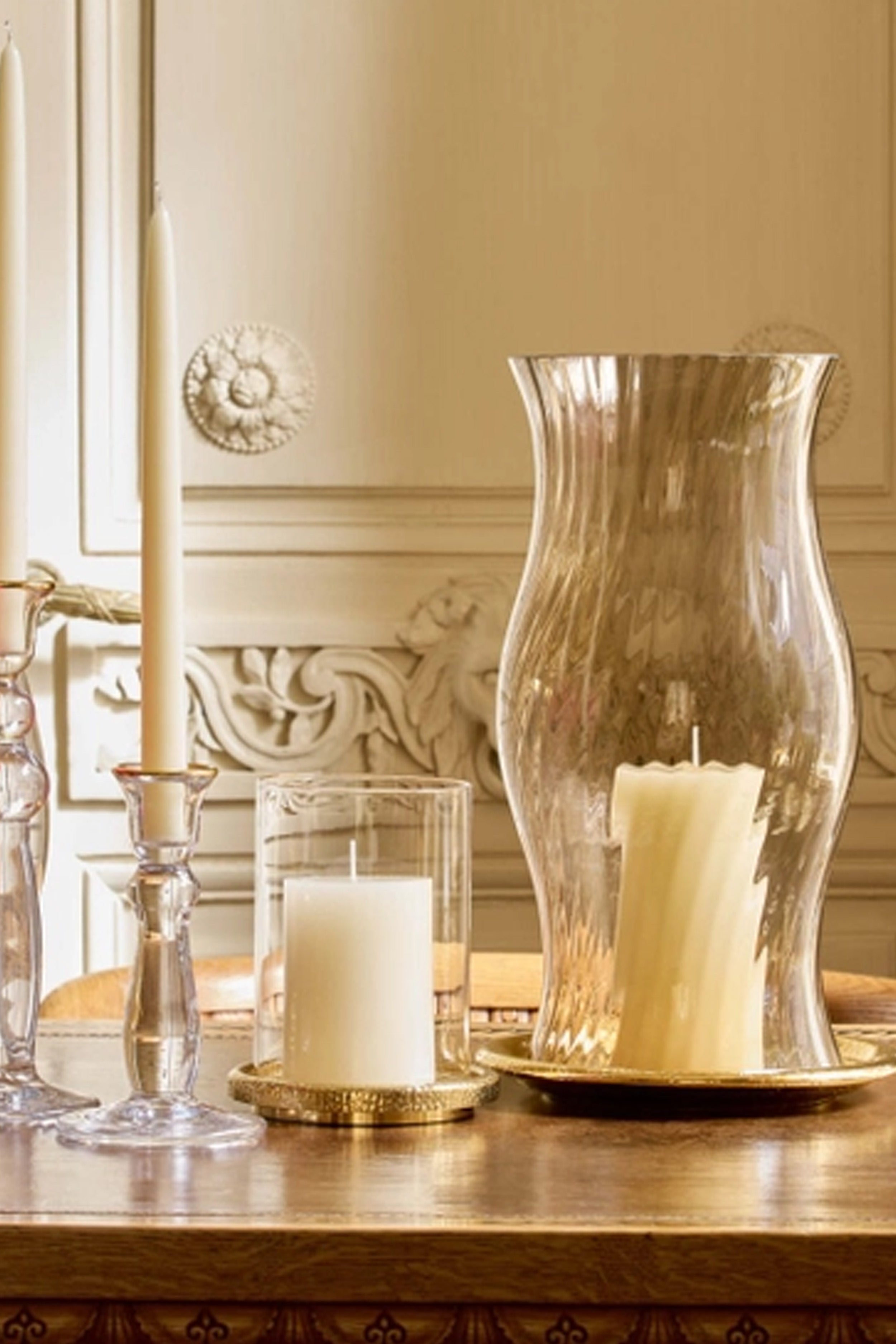 Gold Rim Sancia Tall Taper Candleholders