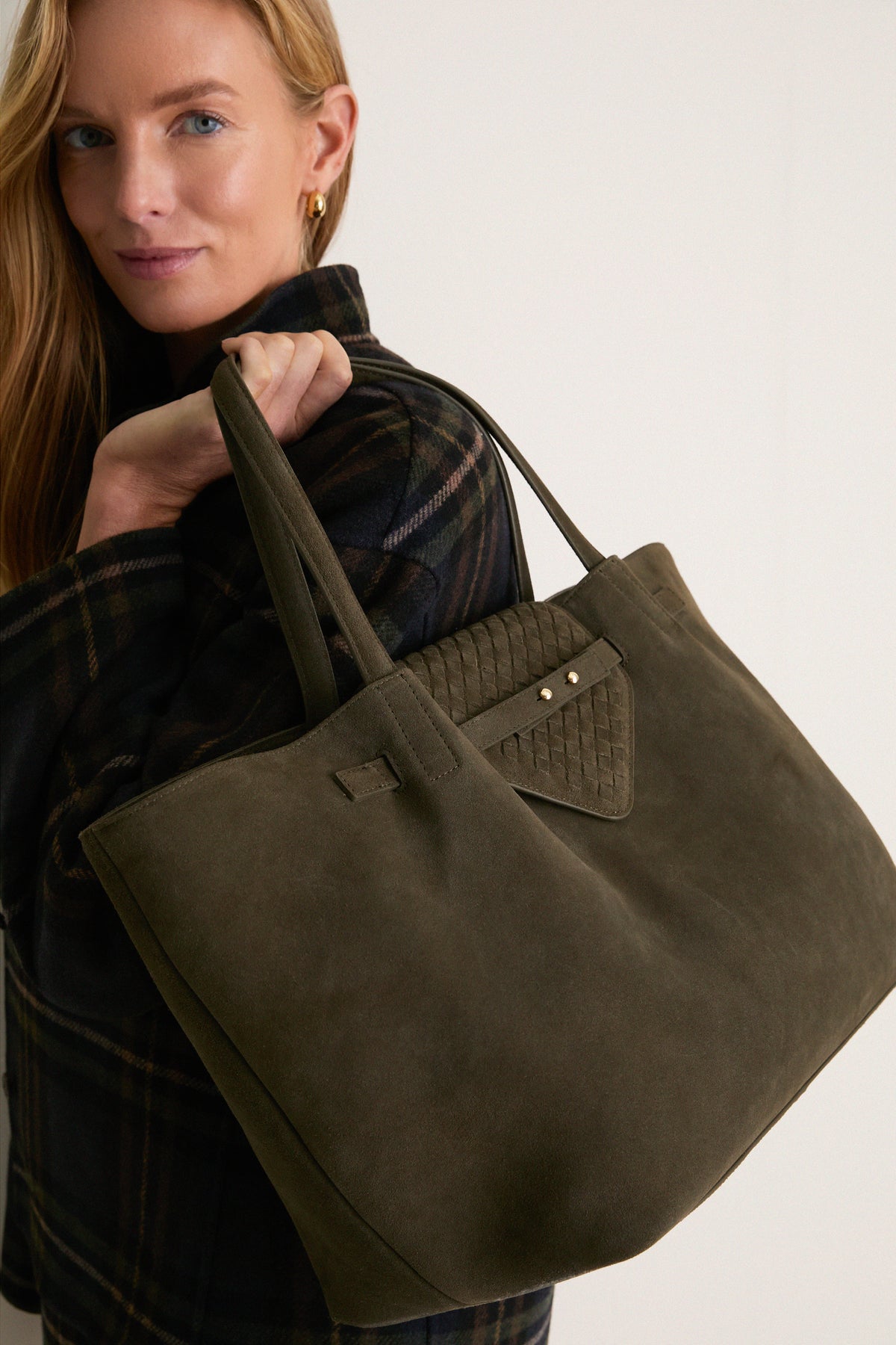 Olive Suede Large Blaine Tote