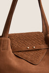 Cognac Suede Large Blaine Tote