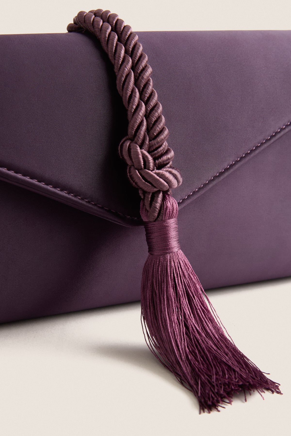 Plum Satin Gabrielle Clutch