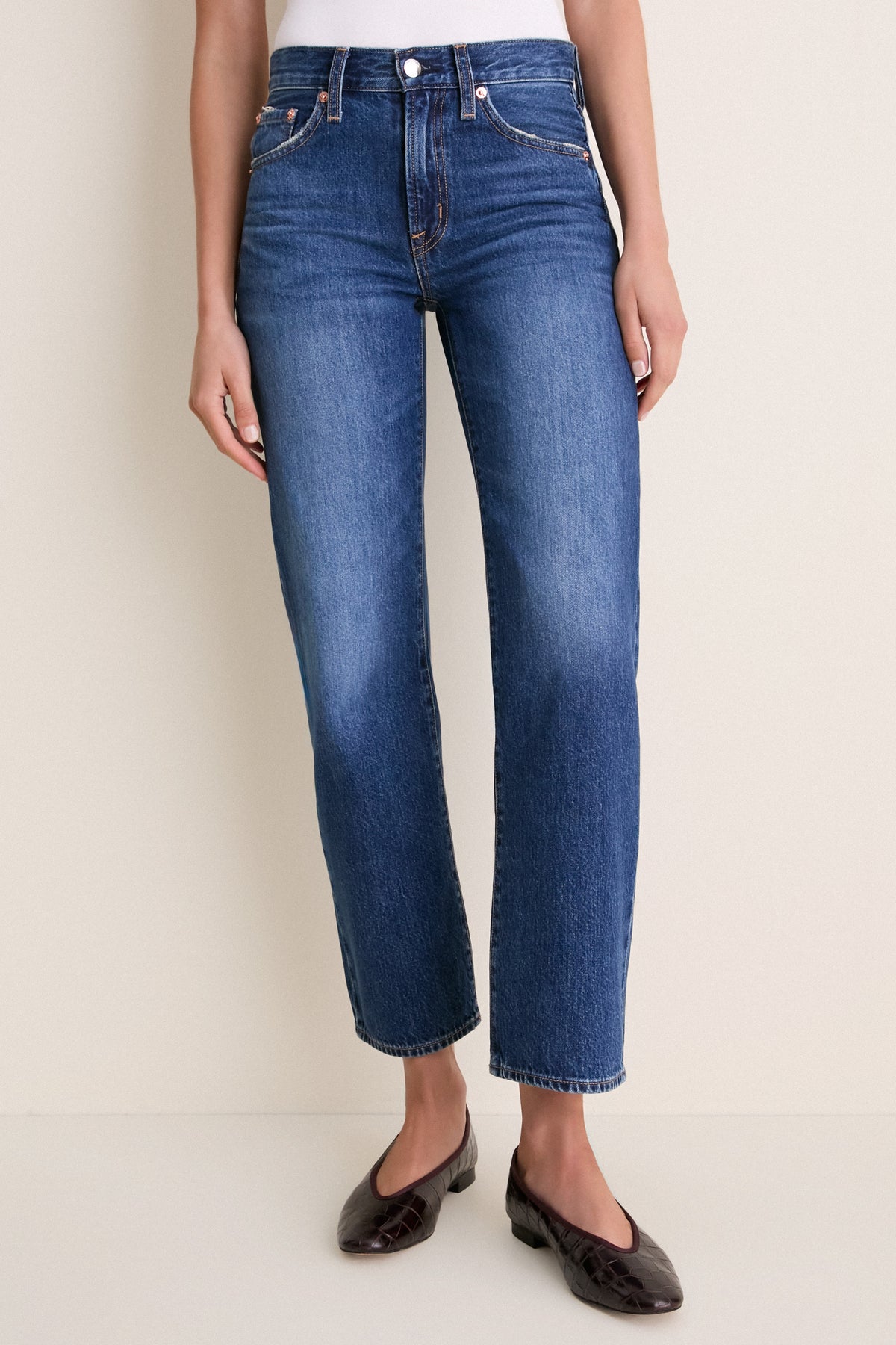 Moonwave Lexi Mid Rise Bowed Straight