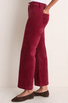 Deep Crimson Penny Crop High Rise Wide Leg Cord