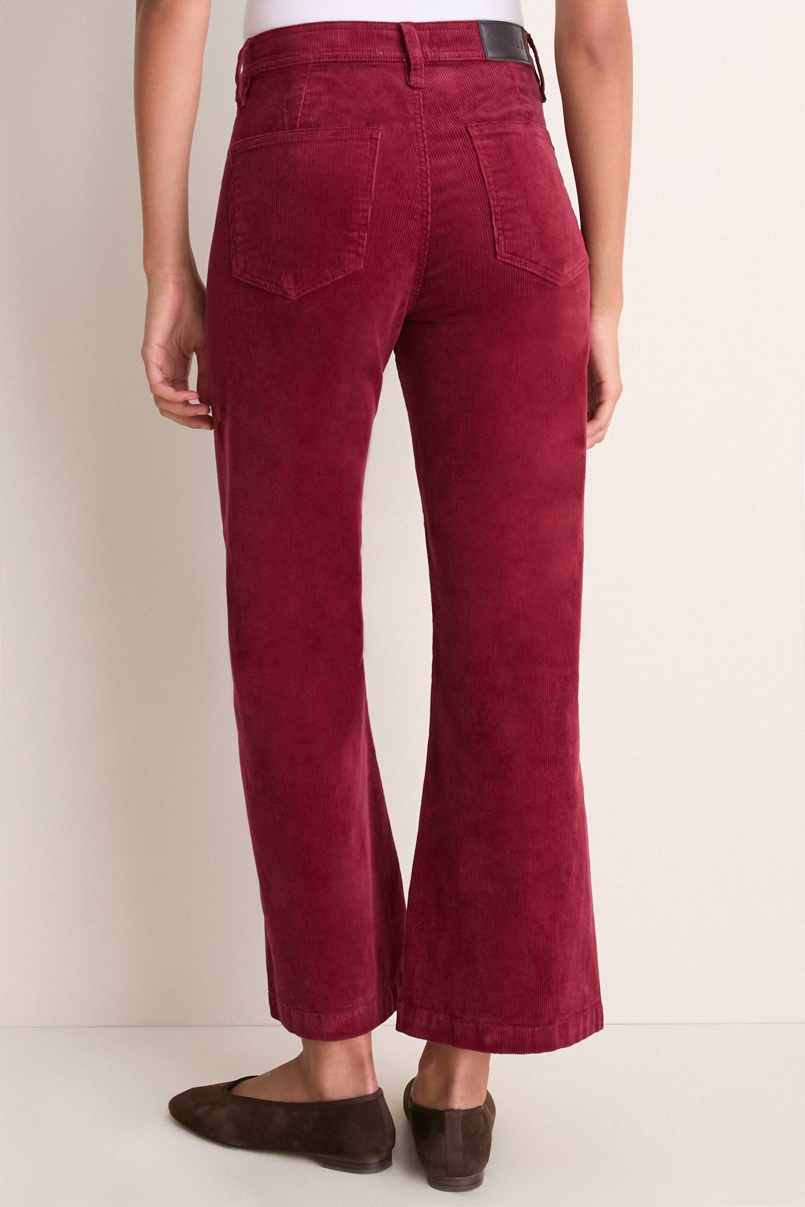Deep Crimson Penny Crop High Rise Wide Leg Cord