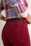 Deep Crimson Penny Crop High Rise Wide Leg Cord