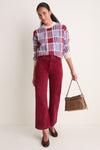 Deep Crimson Penny Crop High Rise Wide Leg Cord