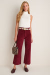 Deep Crimson Penny Crop High Rise Wide Leg Cord