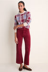 Deep Crimson Penny Crop High Rise Wide Leg Cord
